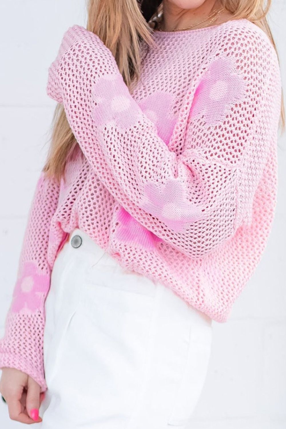 Flower Long Sleeve Knit Cover Up - ONLINE ONLY